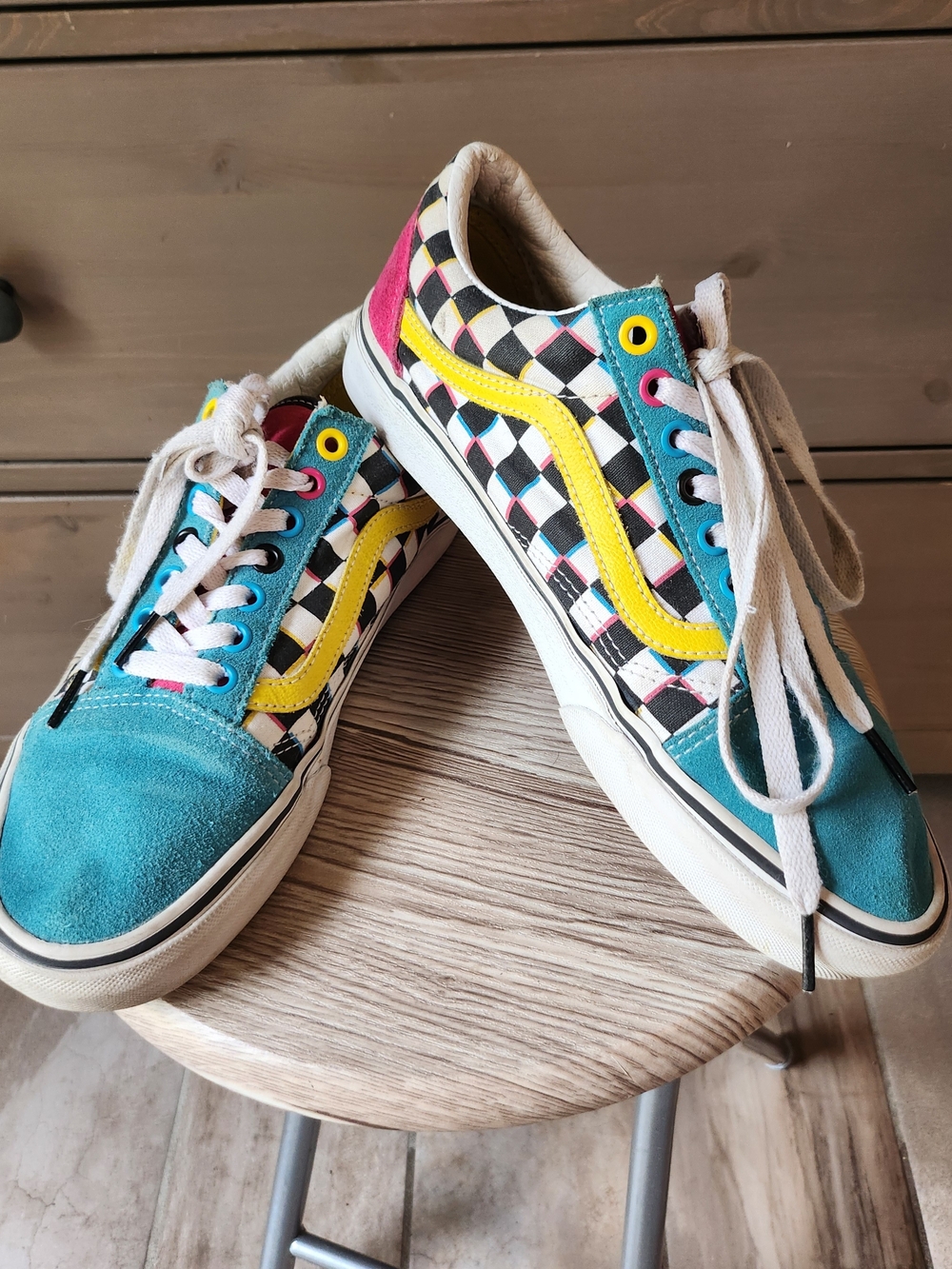 Vans Old Skool Crazy Check Checkerboard Suede Low Top Sneaker - W 9 - M 7.5